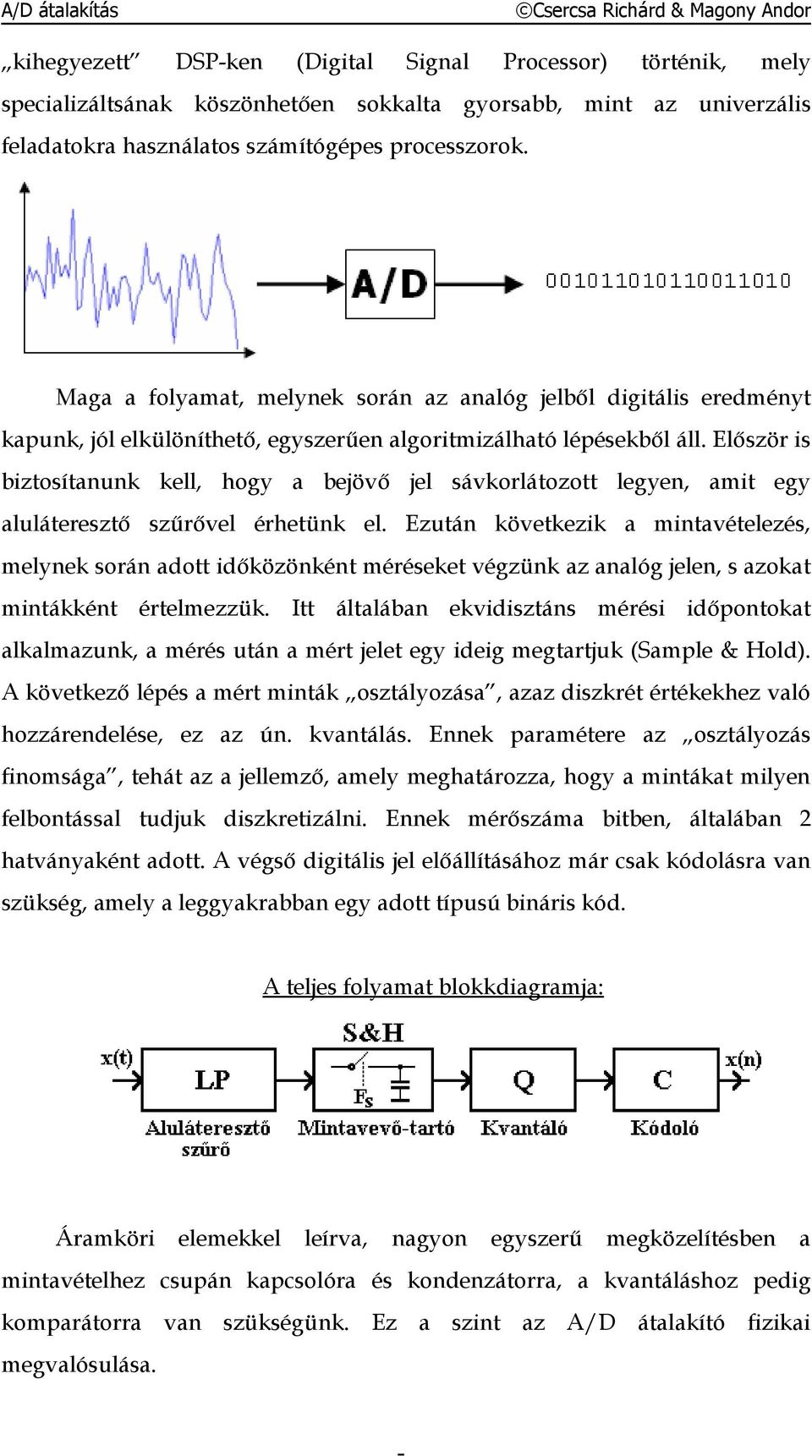 Először is biztosítanunk kell, hogy a bejövő jel sávkorlátozott legyen, amit egy aluláteresztő szűrővel érhetünk el.