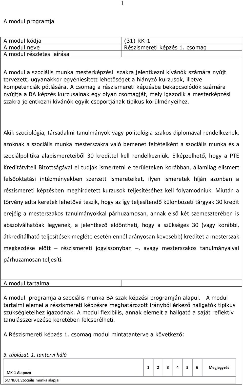 A csomag a részismereti képzésbe bekapcsolódók számára nyújtja a BA képzés kurzusainak egy olyan csomagját, mely igazodik a mesterképzési szakra jelentkezni kívánók egyik csoportjának tipikus