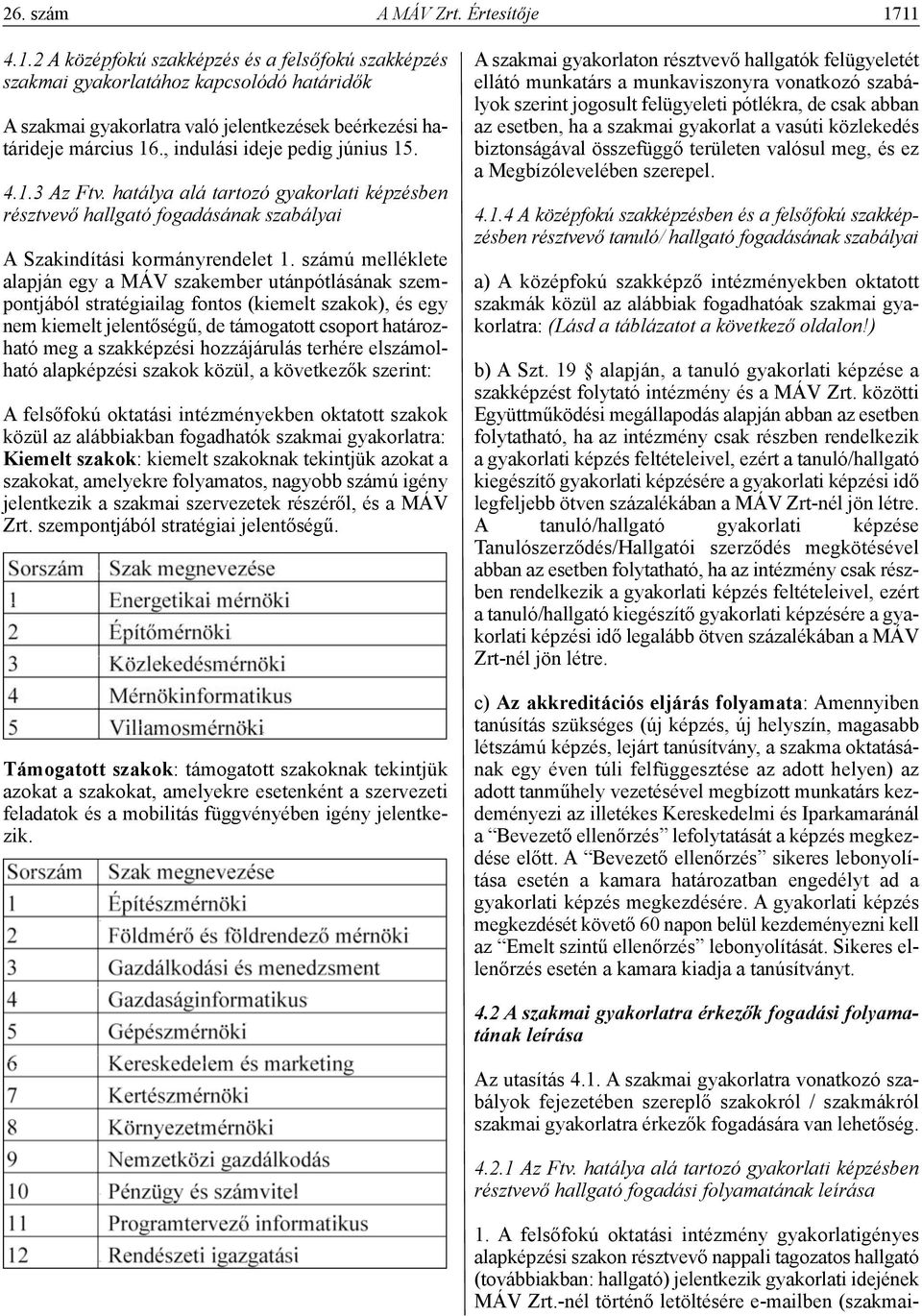 , indulási ideje pedig június 15. 4.1.3 Az Ftv. hatálya alá tartozó gyakorlati képzésben résztvevő hallgató fogadásának szabályai A Szakindítási kormányrendelet 1.