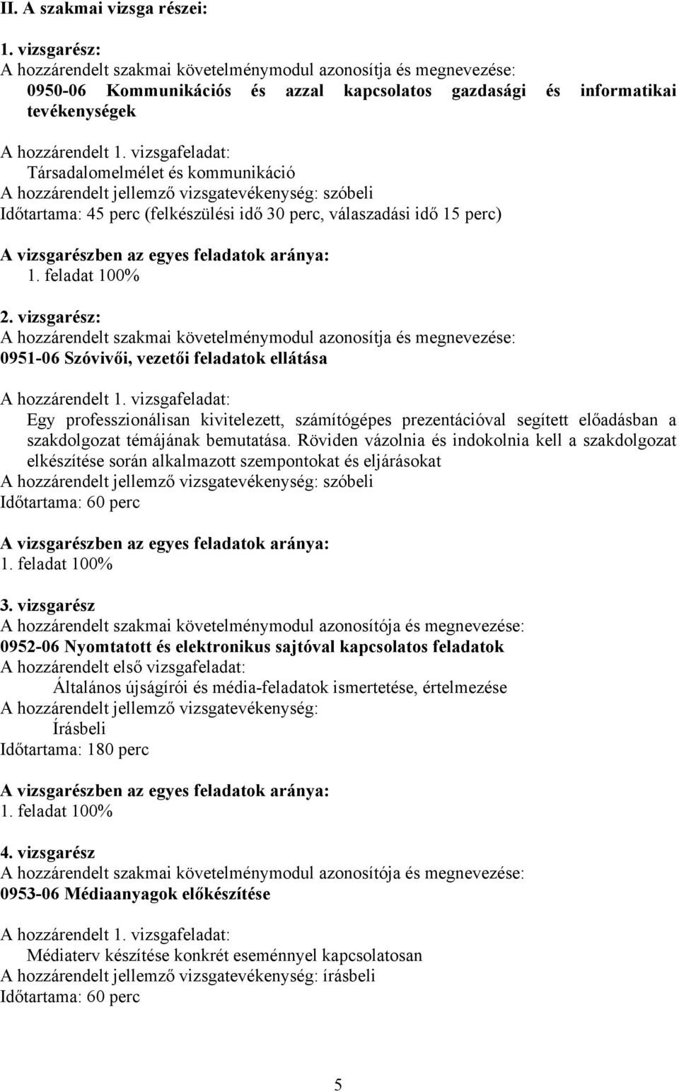 vizsgafeladat: Társadalomelmélet és kommunikáció A hozzárendelt jellemző vizsgatevékenység: szóbeli Időtartama: 45 perc (felkészülési idő 30 perc, válaszadási idő 15 perc) A vizsgarészben az egyes