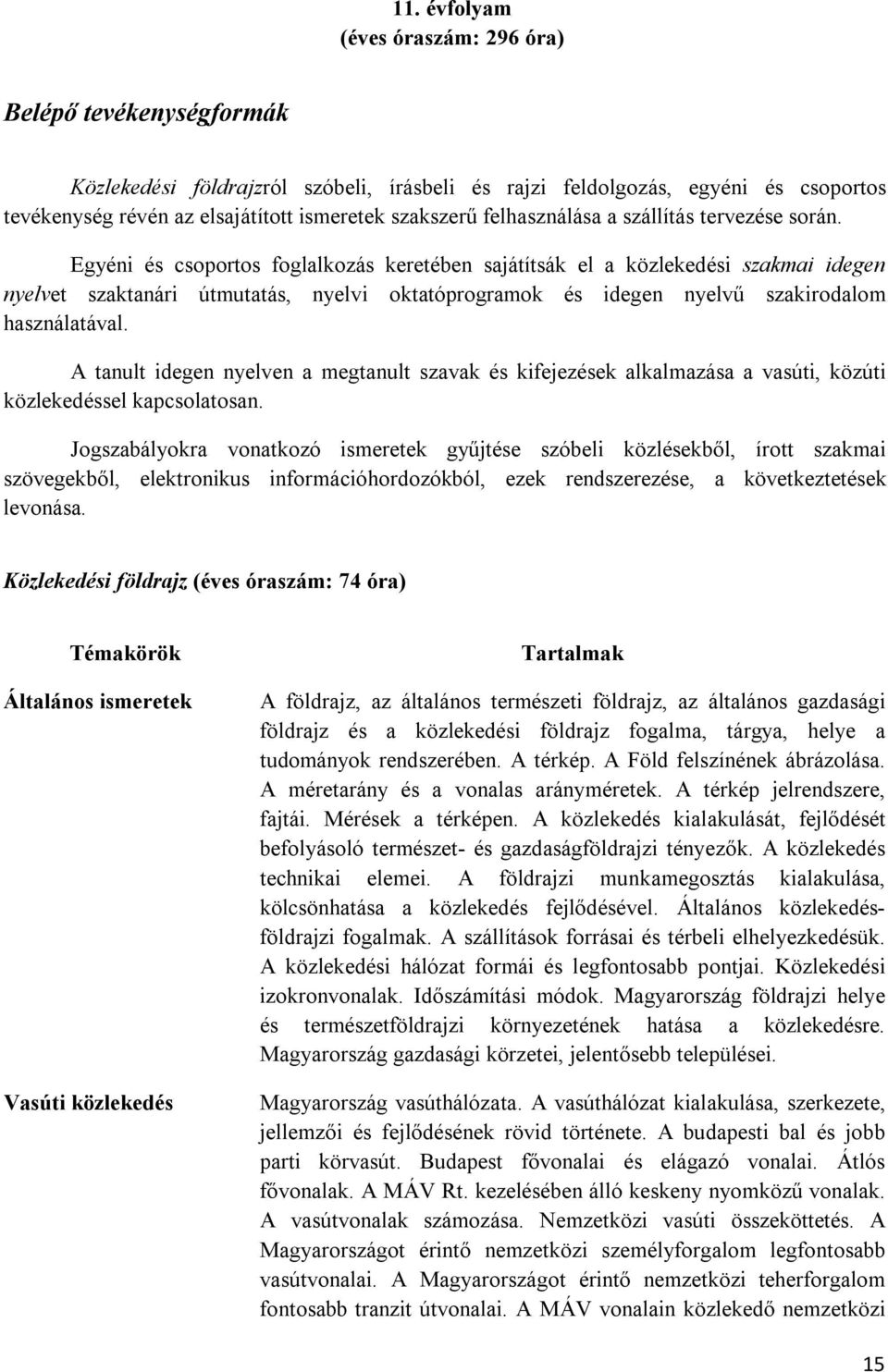 Egyéni és csoportos foglalkozás keretében sajátítsák el a közlekedési szakmai idegen nyelvet szaktanári útmutatás, nyelvi oktatóprogramok és idegen nyelvű szakirodalom használatával.