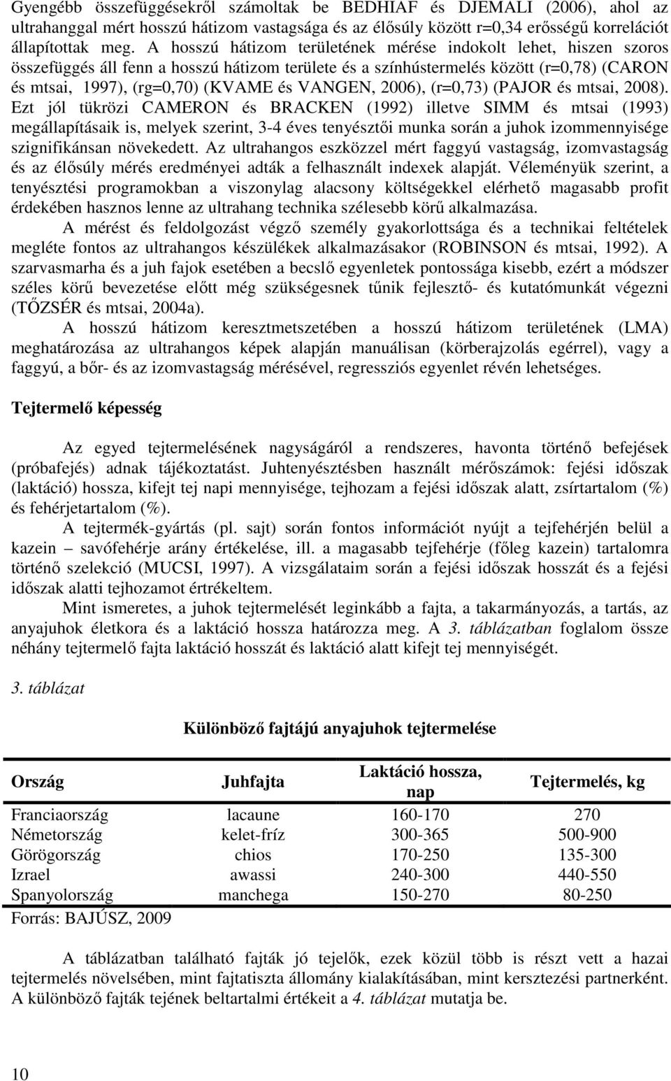 VANGEN, 2006), (r=0,73) (PAJOR és mtsai, 2008).