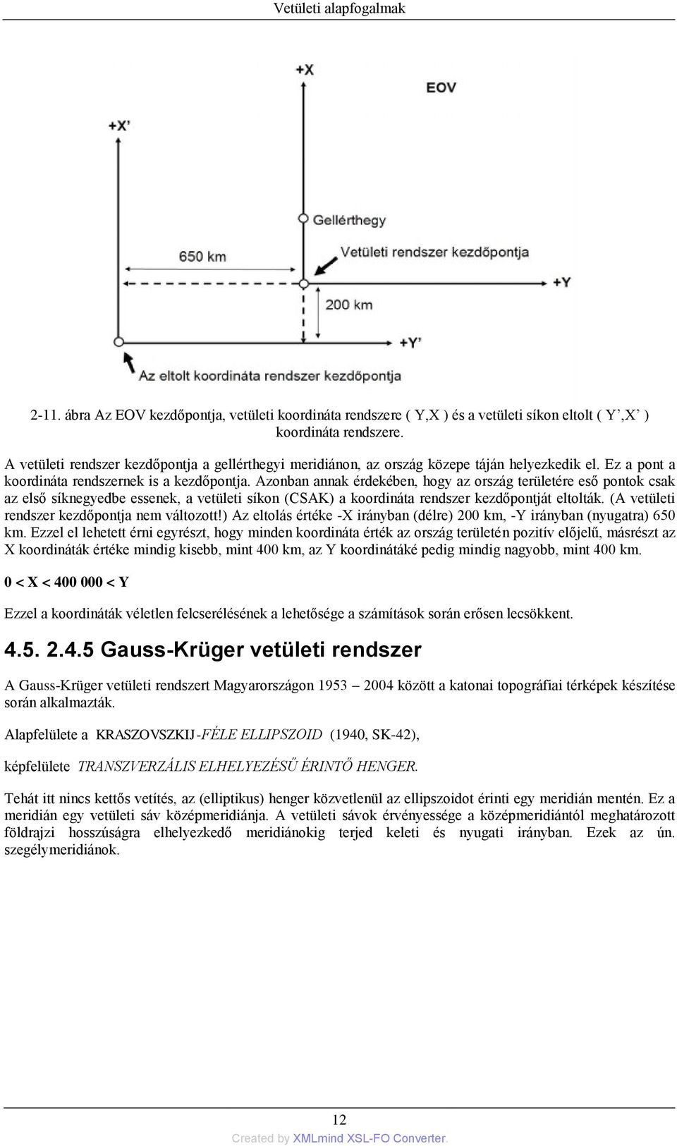 Azonban annak érdekében, hogy az ország területére eső pontok csak az első síknegyedbe essenek, a vetületi síkon (CSAK) a koordináta rendszer kezdőpontját eltolták.