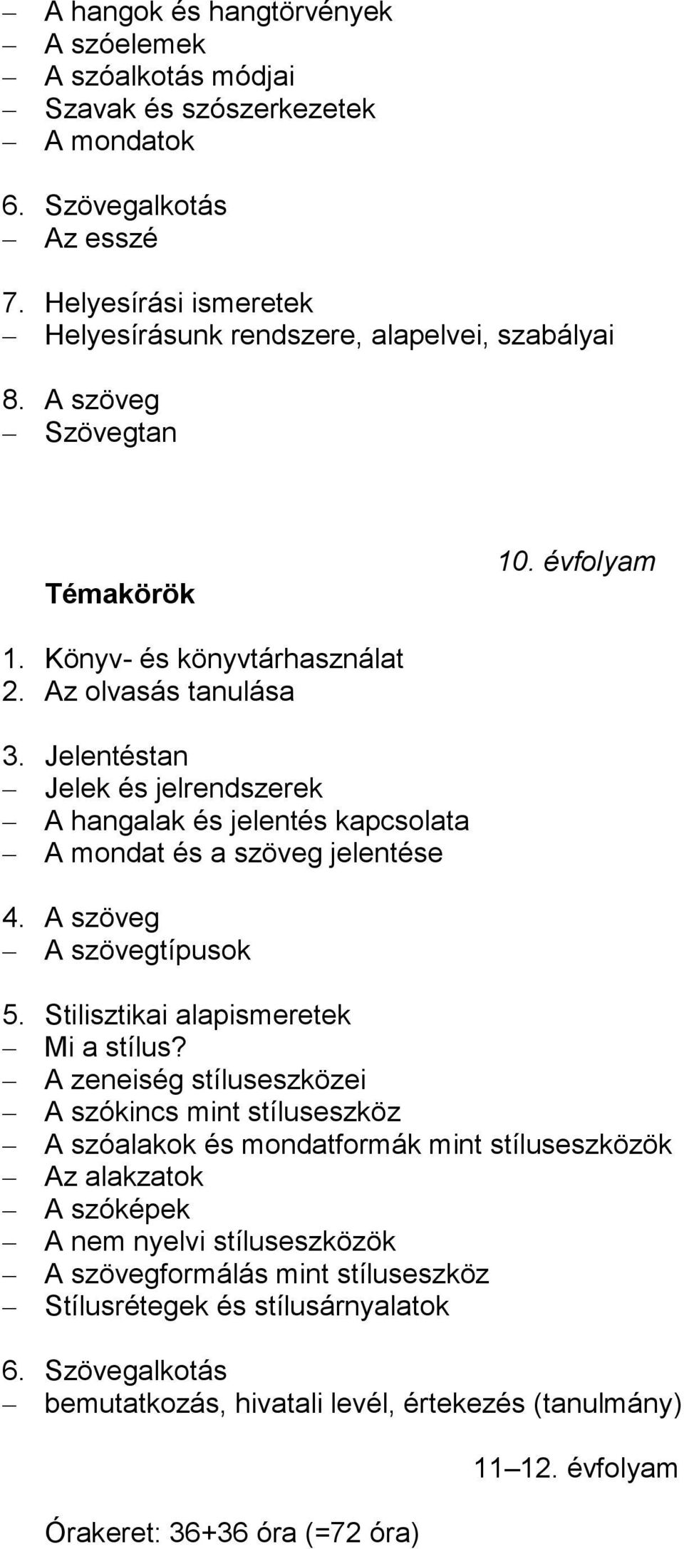 Jelentéstan Jelek és jelrendszerek A hangalak és jelentés kapcsolata A mondat és a szöveg jelentése 4. A szöveg A szövegtípusok 5. Stilisztikai alapismeretek Mi a stílus?