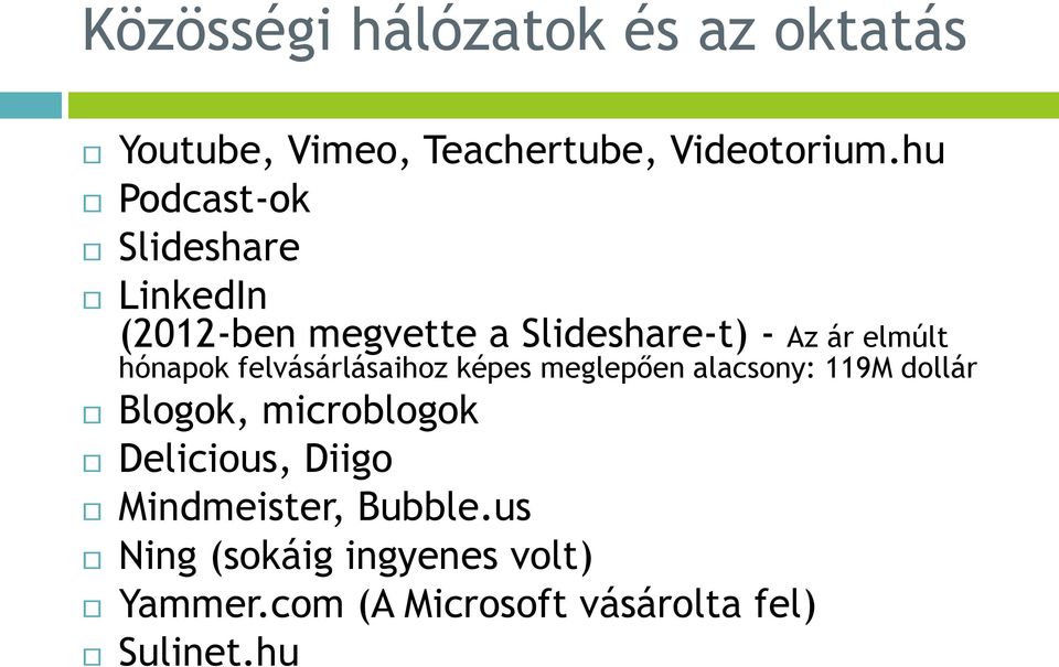 hónapok felvásárlásaihoz képes meglepően alacsony: 119M dollár Blogok, microblogok