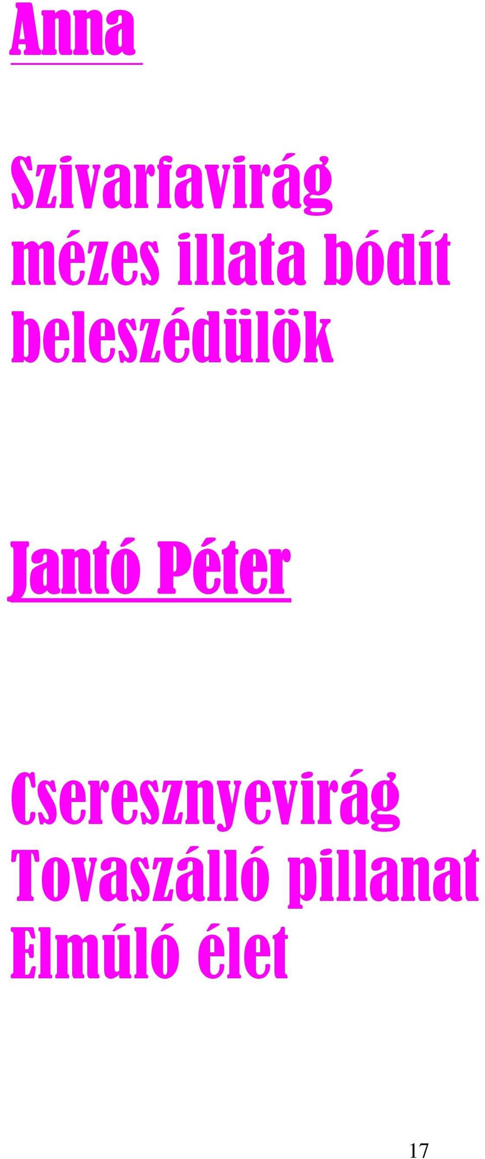 Jantó Péter Cseresznyevirág