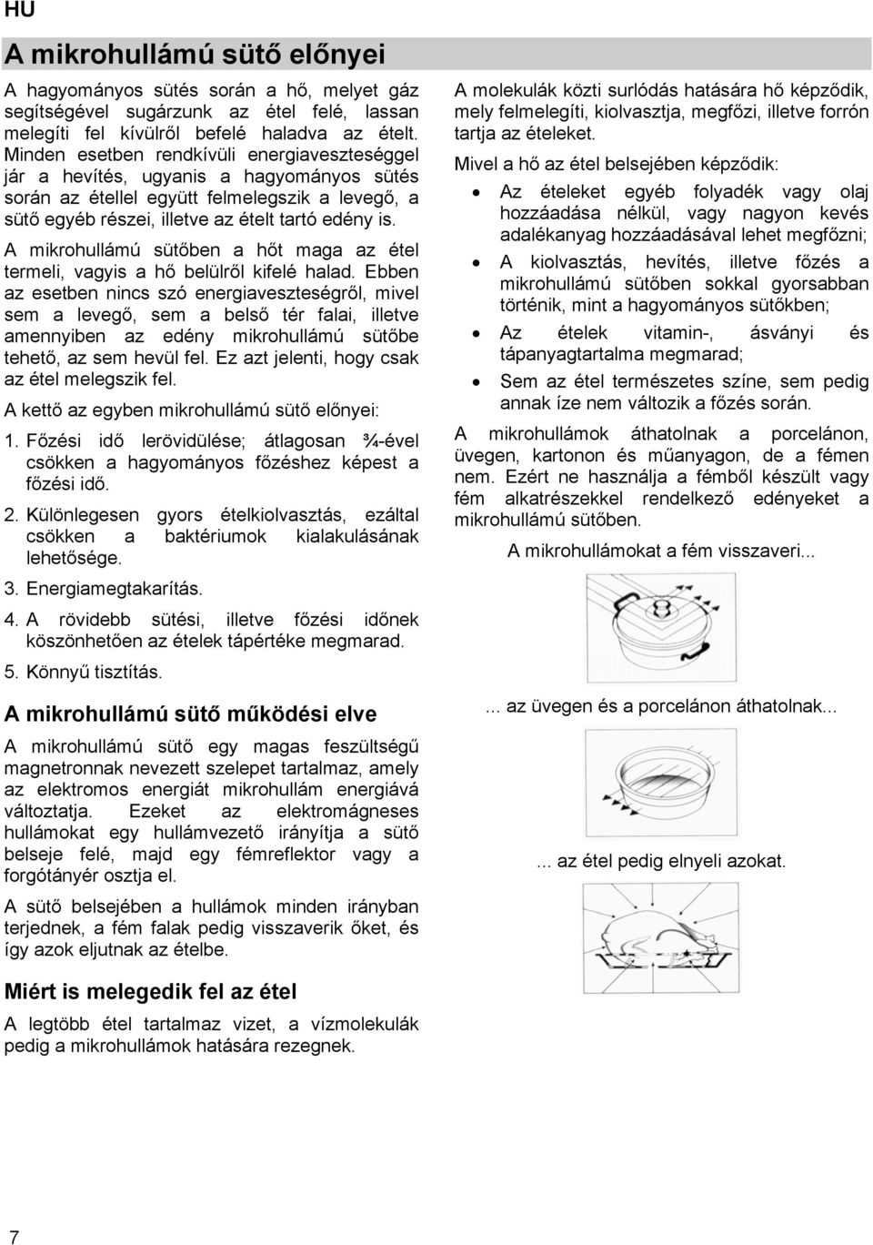 A mikrohullámú sütőben a hőt maga az étel termeli, vagyis a hő belülről kifelé halad.