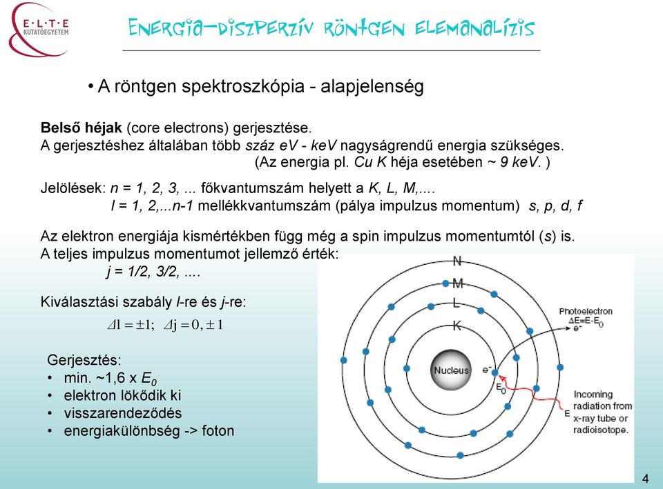 .. főkvantumszám helyett a K, L, M,... l = 1, 2,.