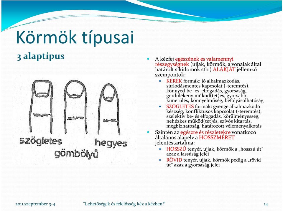 befolyásolhatóság SZÖGLETES formák: gyenge alkalmazkodó készség, konfliktusos kapcsolat (-teremtés), szelektív be- és elfogadás, körülményesség, nehézkes működ(tet)és, szívós kitartás, megbízhatóság,