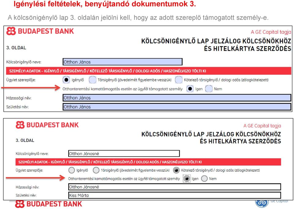 A kölcsönigénylő lap 3.