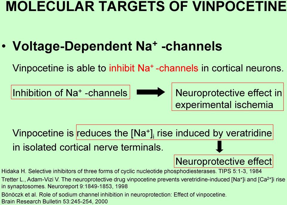 Neuroprotective effect Hidaka H. Selective inhibitors of three forms of cyclic nucleotide phosphodiesterases. TIPS 5:1-3, 1984 Tretter L., Adam-Vizi V.