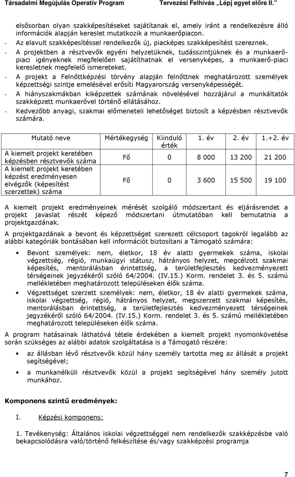 - A projektben a résztvevık egyéni helyzetüknek, tudásszintjüknek és a munkaerıpiaci igényeknek megfelelıen sajátíthatnak el versenyképes, a munkaerı-piaci keresletnek megfelelı ismereteket.