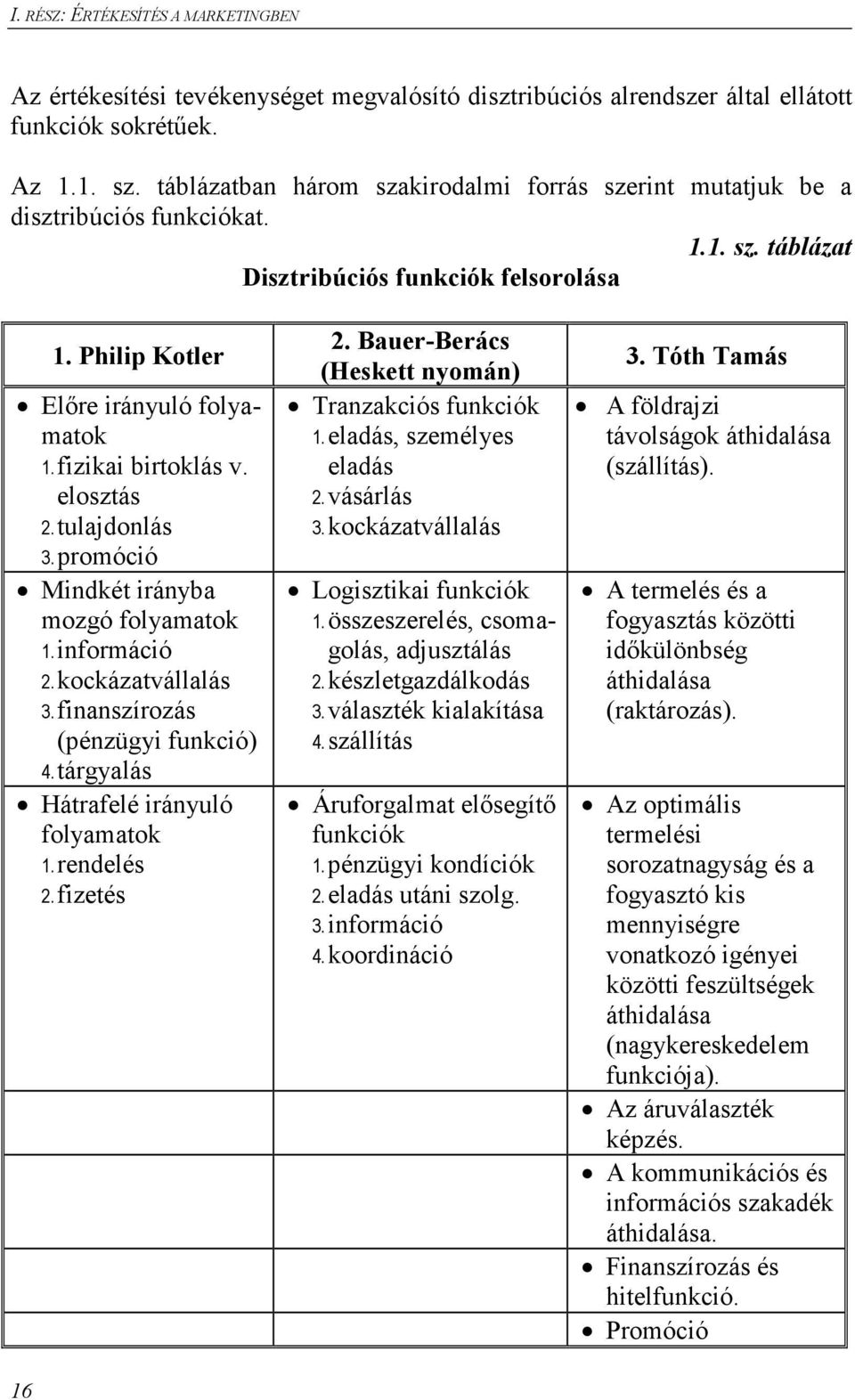 fizikai birtoklás v. elosztás 2. tulajdonlás 3. promóció Mindkét irányba mozgó folyamatok 1. információ 2. kockázatvállalás 3. finanszírozás (pénzügyi funkció) 4.