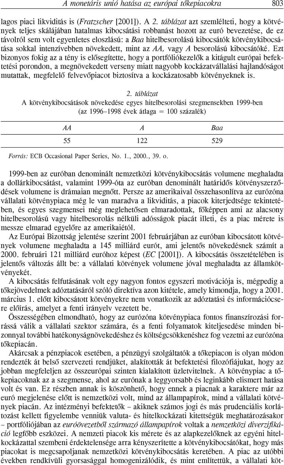 kötvénykibocsátása sokkal intenzívebben növekedett, mint az AA, vagy A besorolású kibocsátóké.