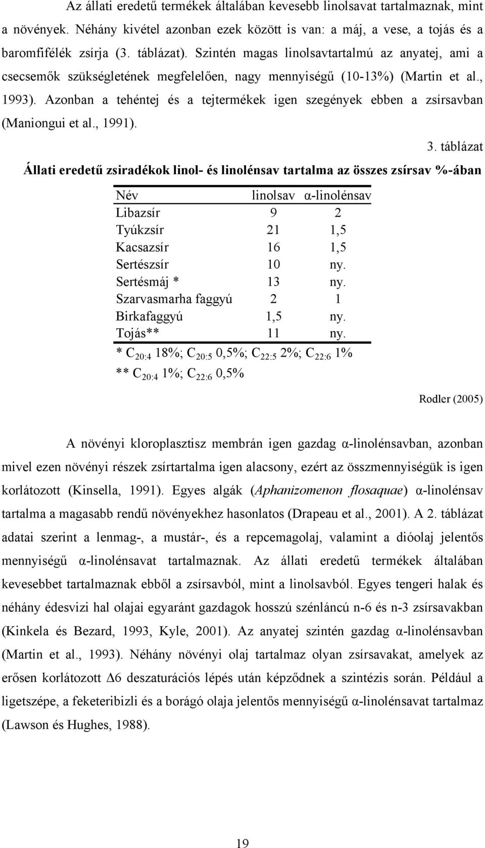 Azonban a tehéntej és a tejtermékek igen szegények ebben a zsírsavban (Maniongui et al., 1991). 3.