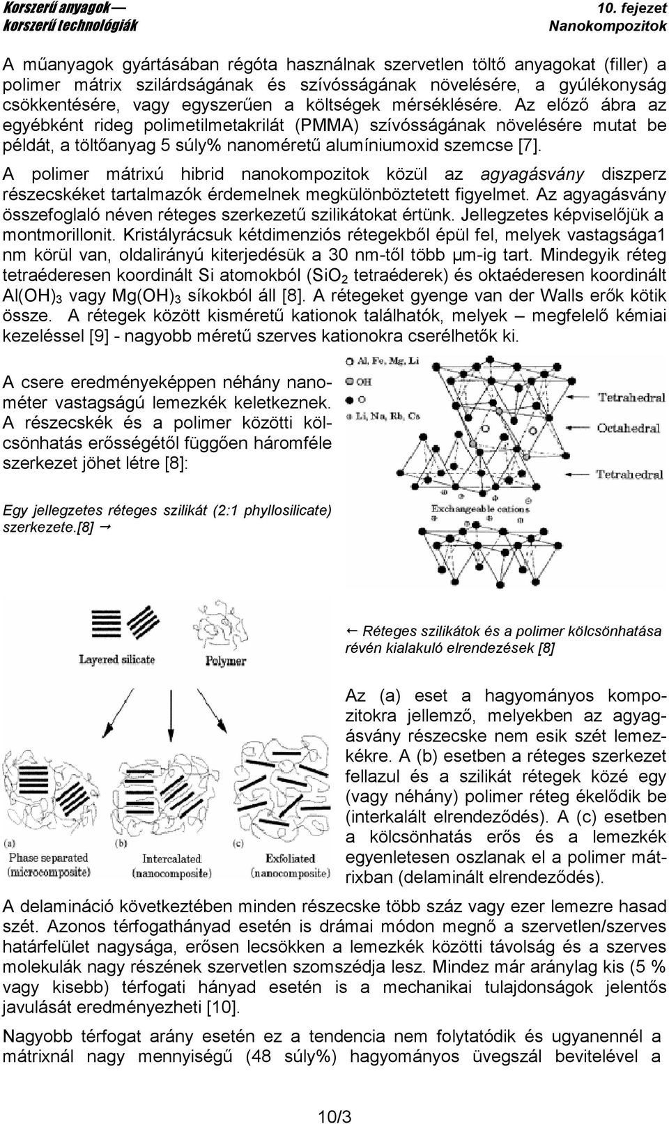 A polimer mátrixú hibrid nanokompozitok közül az agyagásvány diszperz részecskéket tartalmazók érdemelnek megkülönböztetett figyelmet.