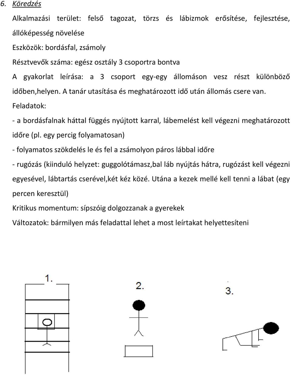 Feladatok: - a bordásfalnak háttal függés nyújtott karral, lábemelést kell végezni meghatározott időre (pl.