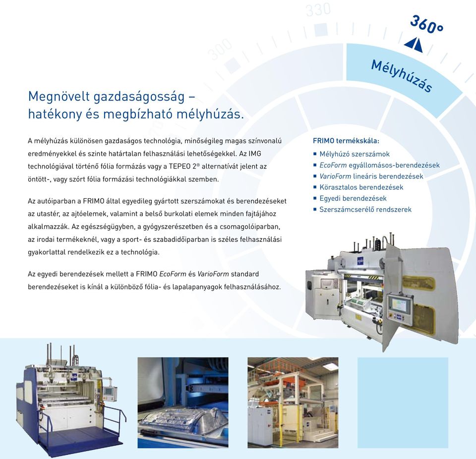 Az IMG technológiával történő fólia formázás vagy a TEPEO 2 alternatívát jelent az öntött-, vagy szórt fólia formázási technológiákkal szemben.