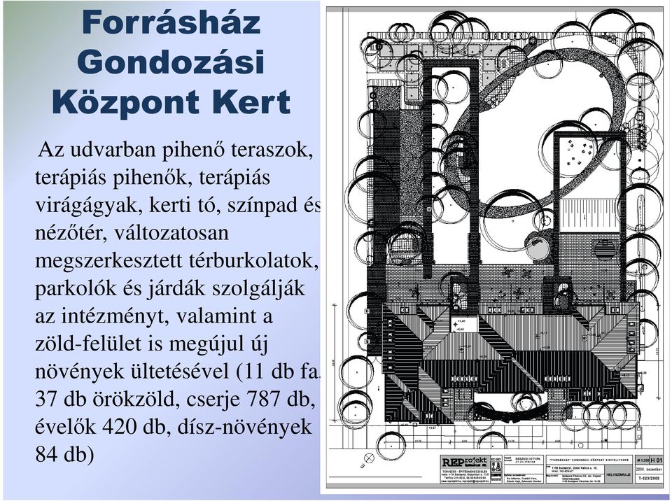 parkolók és járdák szolgálják az intézményt, valamint a zöld-felület is megújul új