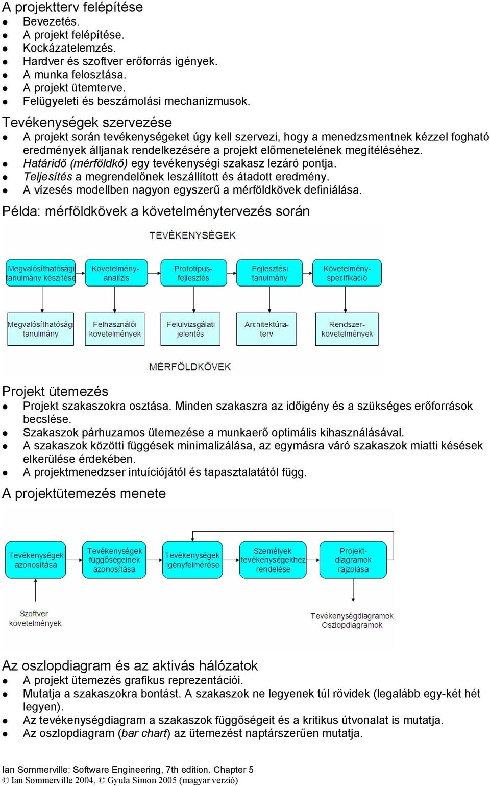 Határidő (mérföldkő) egy tevékenységi szakasz lezáró pontja. Teljesítés a megrendelőnek leszállított és átadott eredmény. A vízesés modellben nagyon egyszerű a mérföldkövek definiálása.