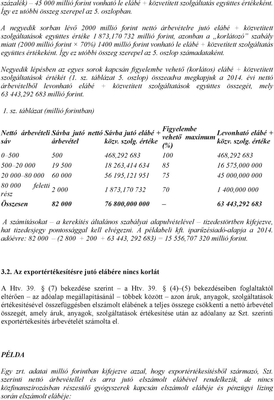 vonható le elábé + közvetített szolgáltatás együttes értékeként. Így ez utóbbi összeg szerepel az 5. oszlop számadataként.