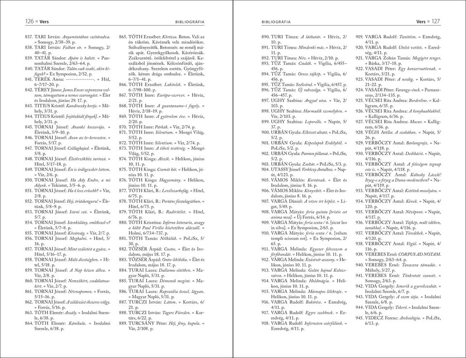 TÉREY János: James Ensor szponzora voltam, támogattam a nemes szorongást. = Élet és Irodalom, június 29. 17. p. 843. TITIUS Kristóf: Kandinszky kertje. = Műhely, 3/31. p. 844.