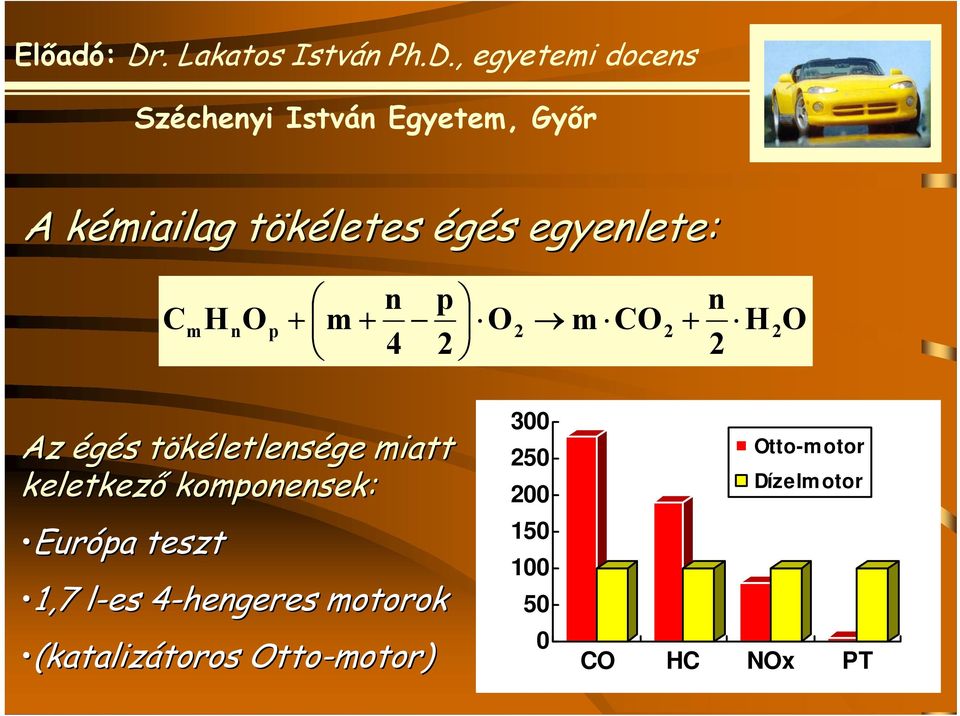 komponensek: Európa teszt 1,7 l-es l 4-hengeres motorok (katalizátoros