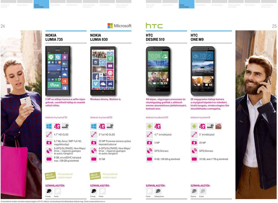 20 megapixeles hátlapi kamera a enyűgöző képekért és videókért, kiváló hangzás, mindez elegáns fém készülékházba csomagolva. telekom.hu/lumia735 telekom.hu/lumia930 telekom.hu/desire510 telekom.