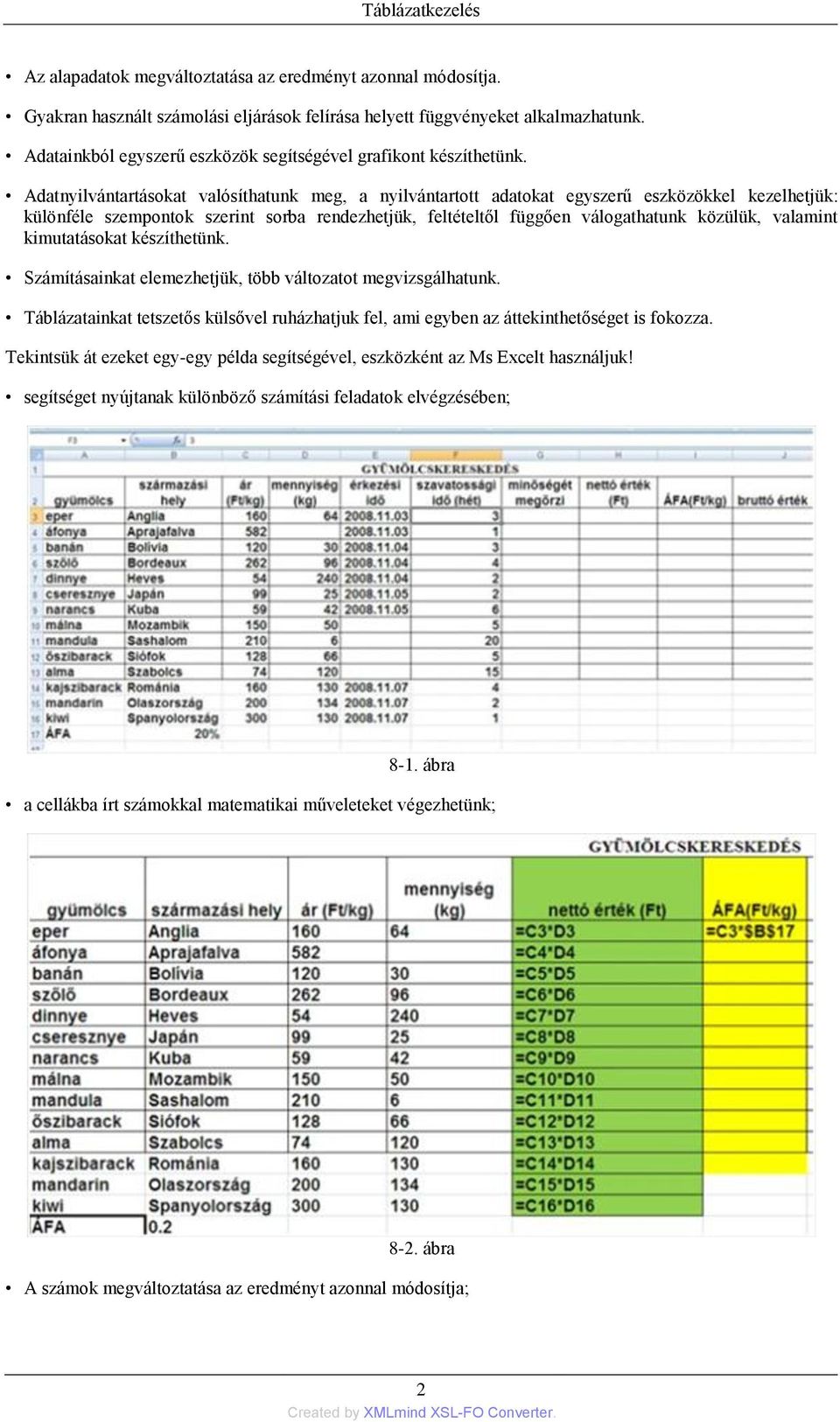 Adatnyilvántartásokat valósíthatunk meg, a nyilvántartott adatokat egyszerű eszközökkel kezelhetjük: különféle szempontok szerint sorba rendezhetjük, feltételtől függően válogathatunk közülük,