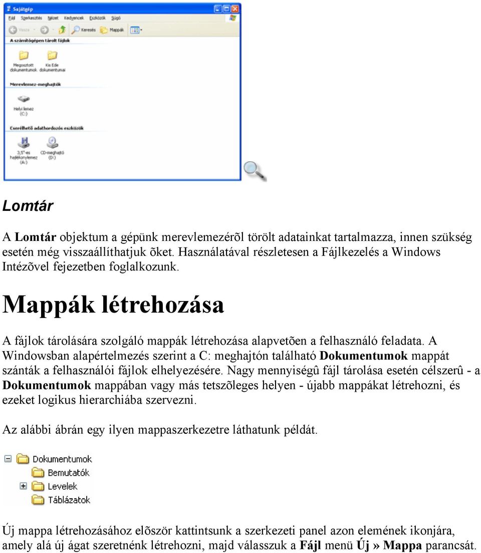 A Windowsban alapértelmezés szerint a C: meghajtón található Dokumentumok mappát szánták a felhasználói fájlok elhelyezésére.