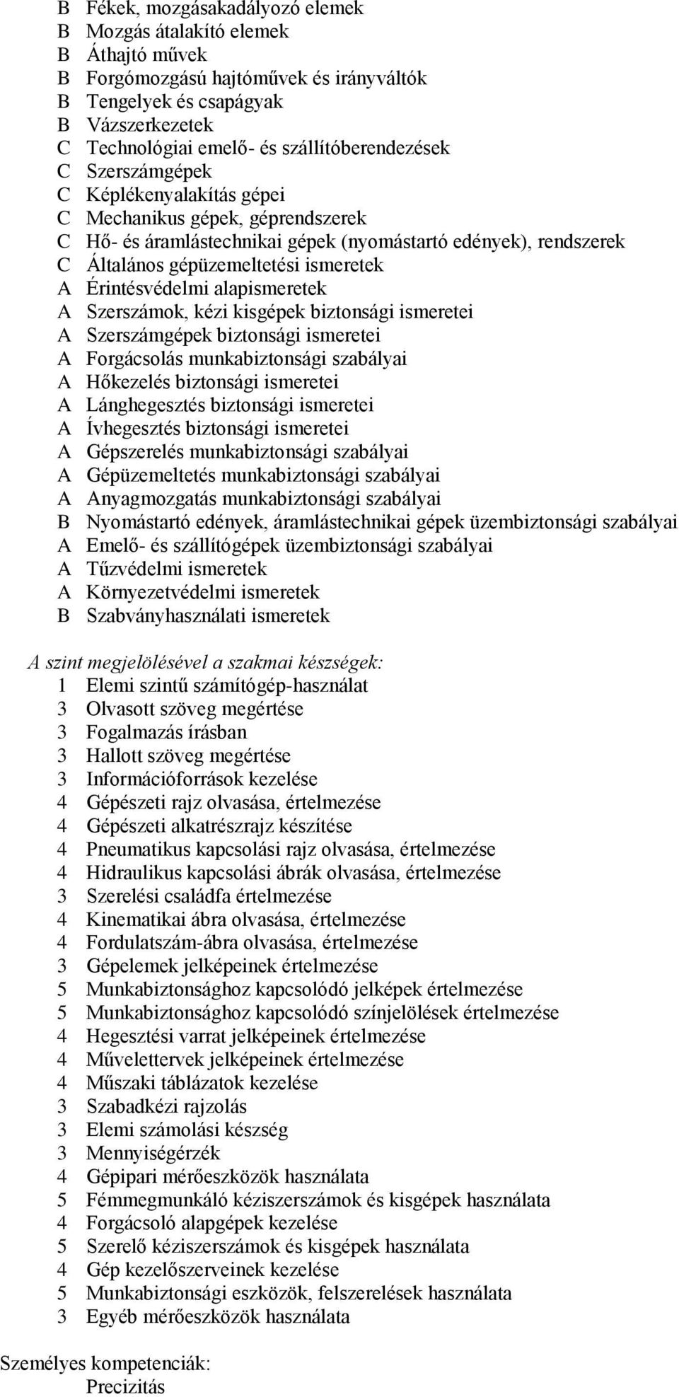 ismeretek A Érintésvédelmi alapismeretek A Szerszámok, kézi kisgépek biztonsági ismeretei A Szerszámgépek biztonsági ismeretei A Forgácsolás munkabiztonsági szabályai A Hőkezelés biztonsági ismeretei