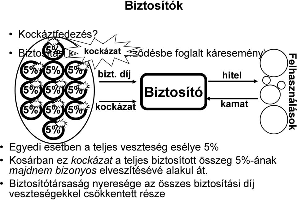 díj hitel 5% 5% 5% 5% 5% 5% 5% kockázat Biztosító kamat Egyedi esetben a teljes veszteség esélye 5%