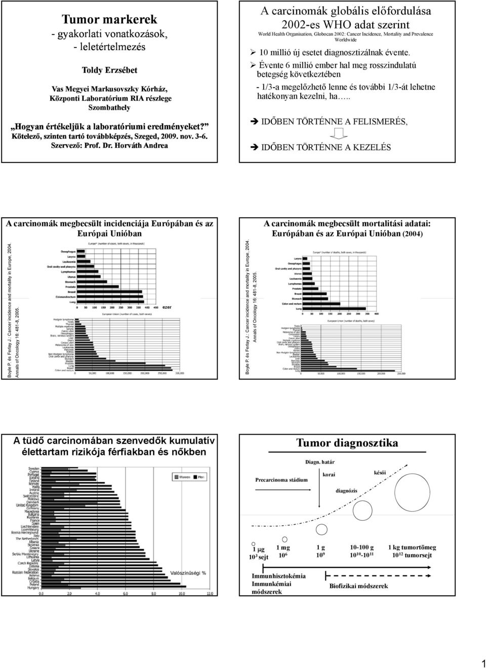 Horváth Andrea A carcinomák globális előfordulása 2002-es WHO adat szerint World Health Organisation, Globocan 2002: Cancer Incidence, Mortality and Prevalence Worldwide 10 millió új esetet