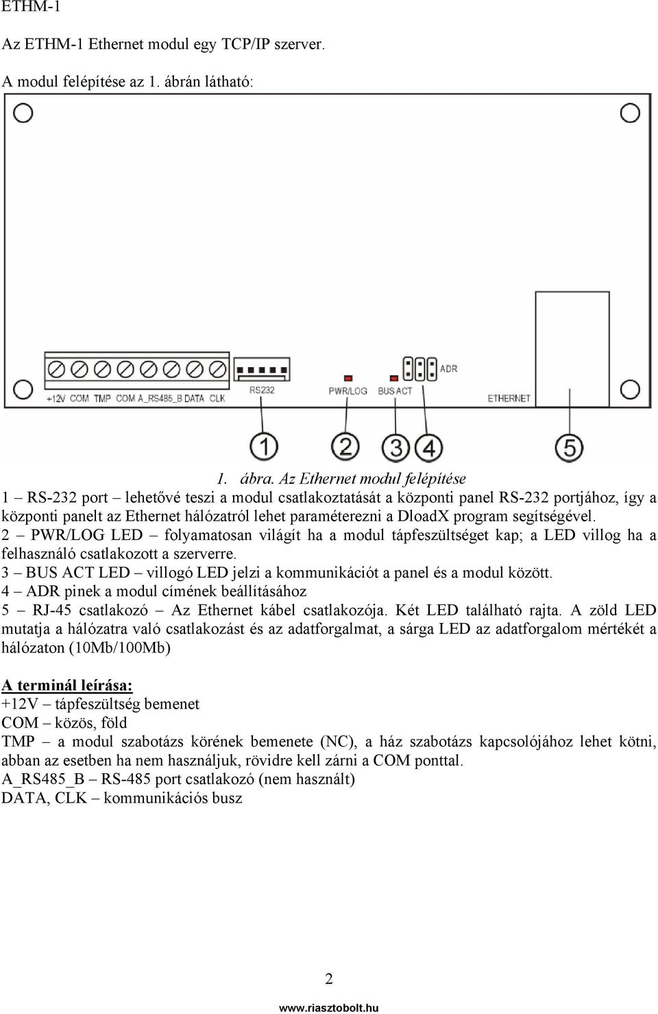 segítségével. 2 PWR/LOG LED folyamatosan világít ha a modul tápfeszültséget kap; a LED villog ha a felhasználó csatlakozott a szerverre.