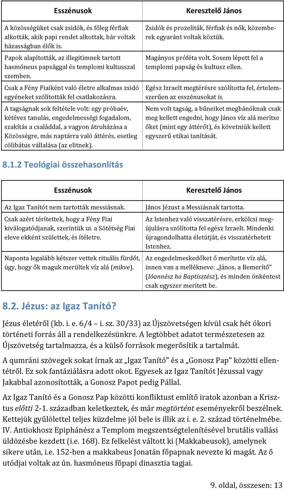 A tagságnak sok feltétele volt: egy próbaév, kétéves tanulás, engedelmességi fogadalom, szakítás a családdal, a vagyon átruházása a Közösségre, más naptárra való áttérés, esetleg cölibátus vállalása