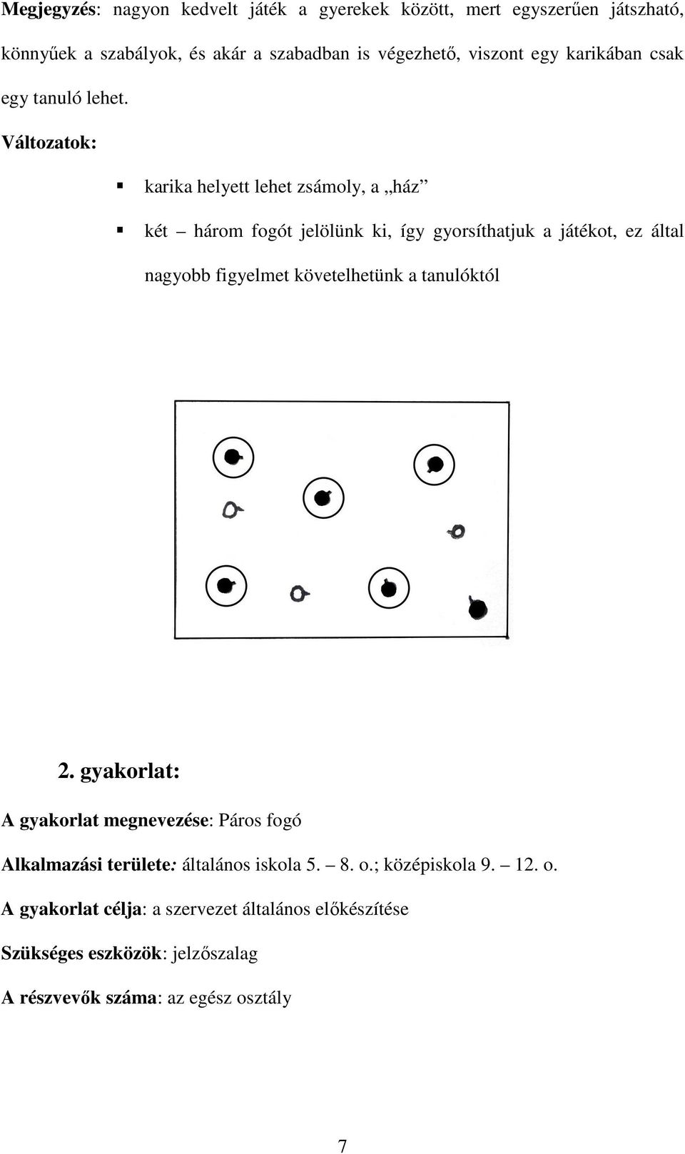 karika helyett lehet zsámoly, a ház két három fogót jelölünk ki, így gyorsíthatjuk a játékot, ez által nagyobb figyelmet követelhetünk a