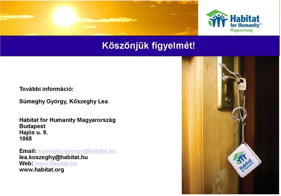 for Humanity Magyarország Budapest Hajós u. 9.