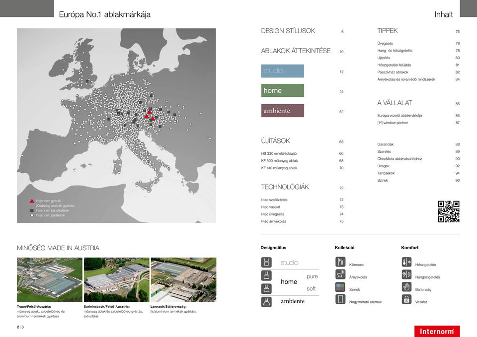 rovarvédő rendszerek 84 home 24 A VÁLLALAT 86 ambiente 52 Európa vezető ablakmárkája 86 [1 st ] window partner 87 újítások 66 HS 330 emelő-tolóajtó 66 KF 500 műanyag ablak 68 KF 410 műanyag ablak 70