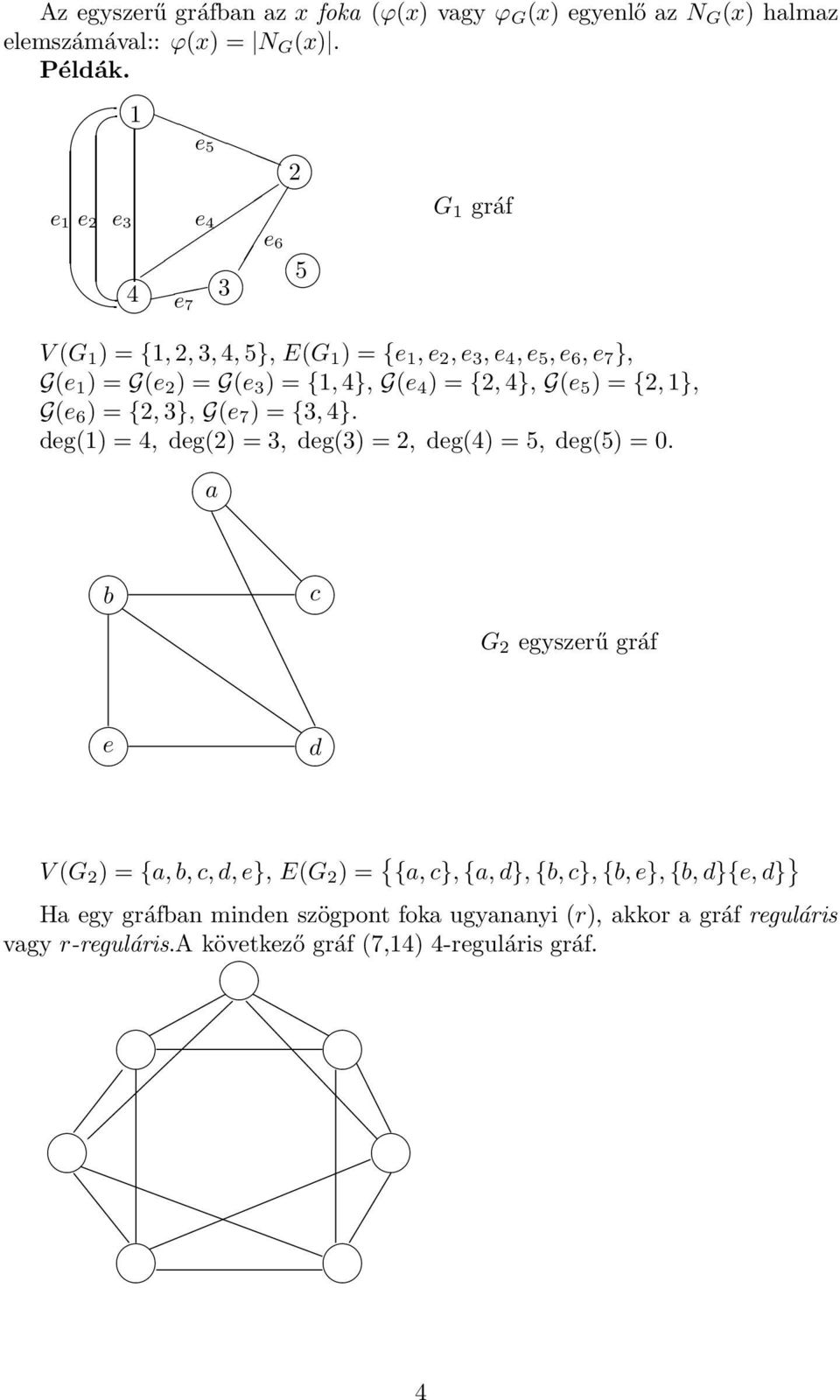 }, G(e 6 ) = {, }, G(e 7 ) = {, 4}. deg() = 4, deg() =, deg() =, deg(4) =, deg() = 0.