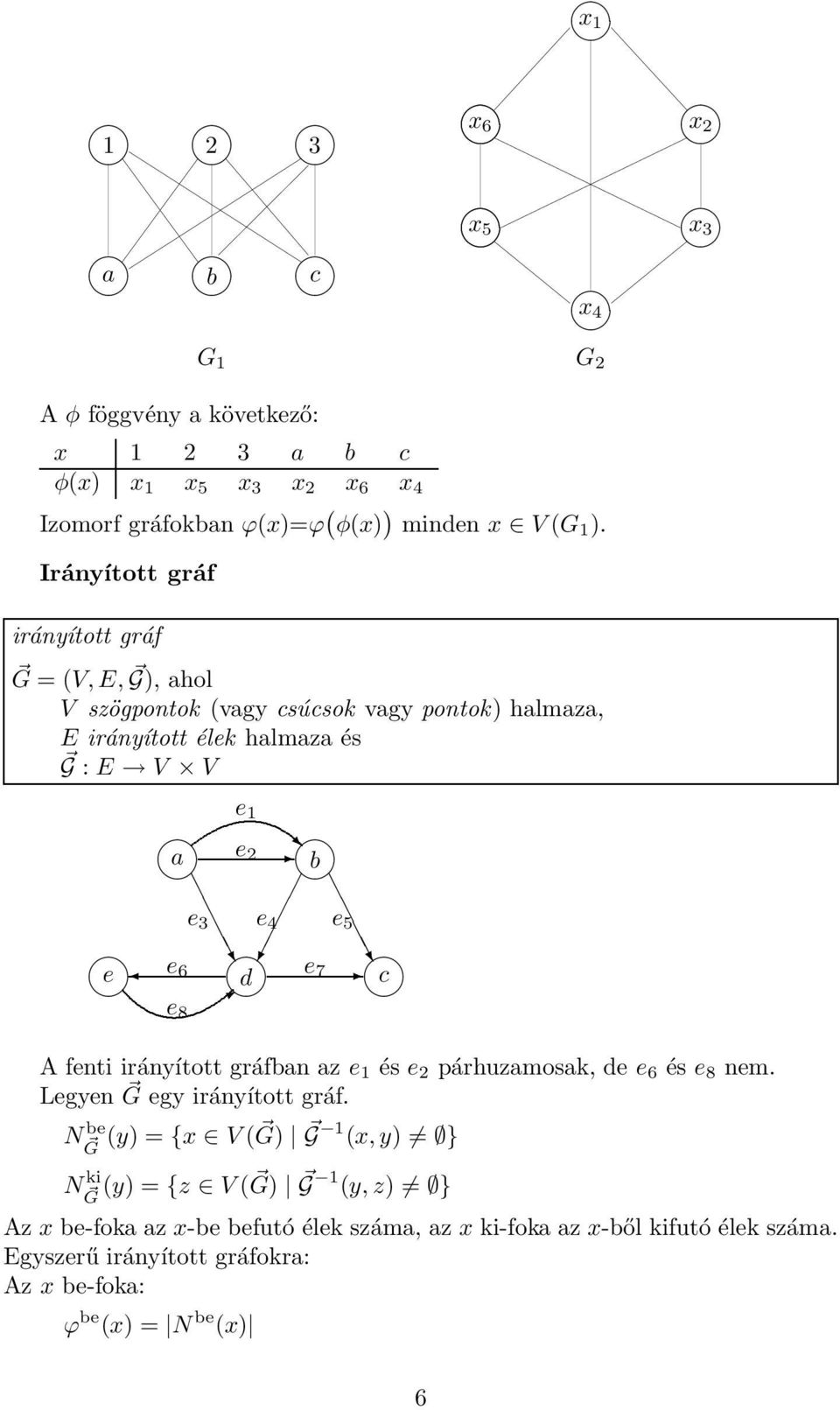 e e e 6 c d e 7 e 8 A fenti irányított gráfban az e és e párhuzamosak, de e 6 és e 8 nem. Legyen G egy irányított gráf.