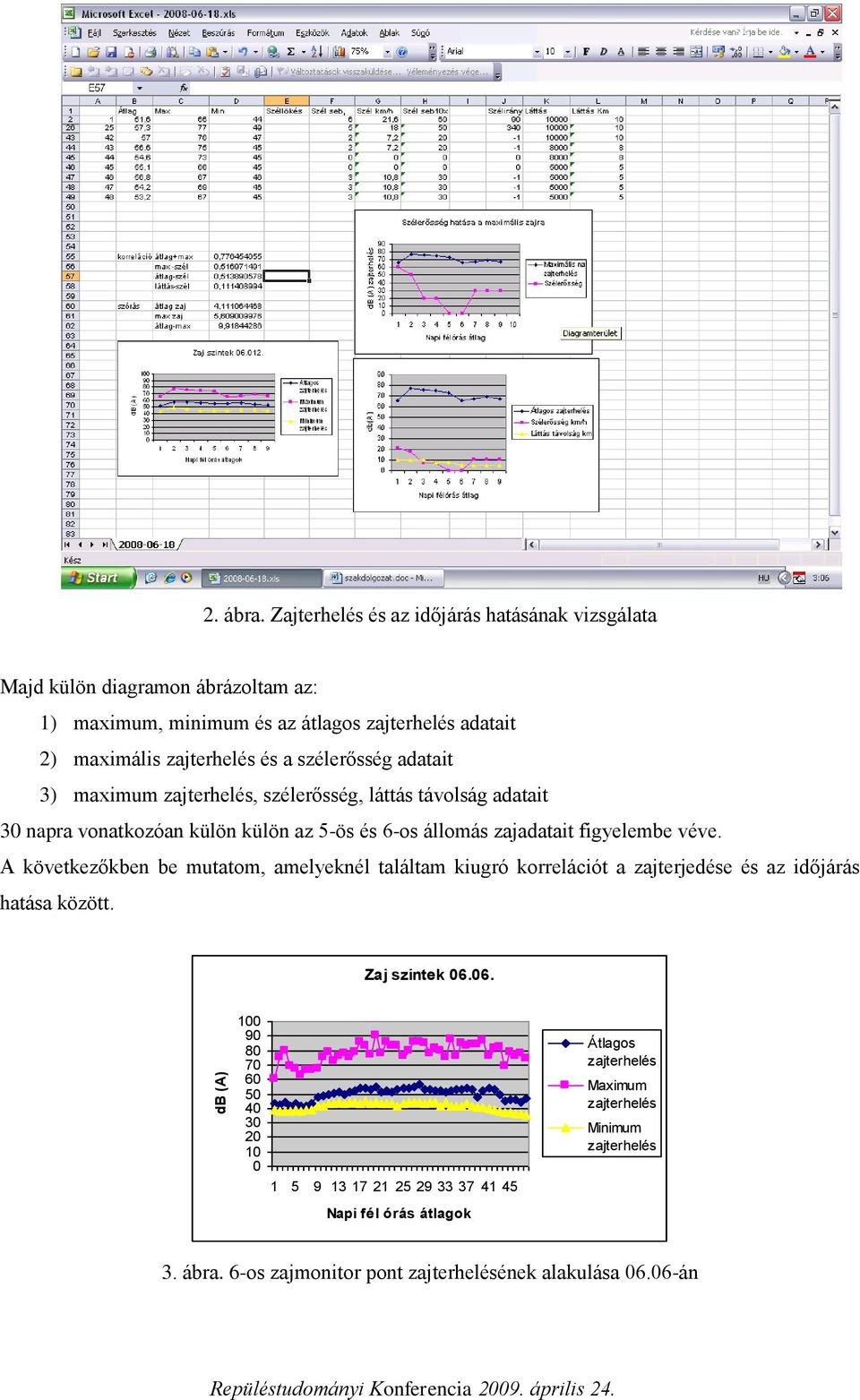 szélerősség adatait 3) maximum, szélerősség, láttás távolság adatait 3 napra vonatkozóan külön külön az 5-ös és 6-os állomás zajadatait figyelembe