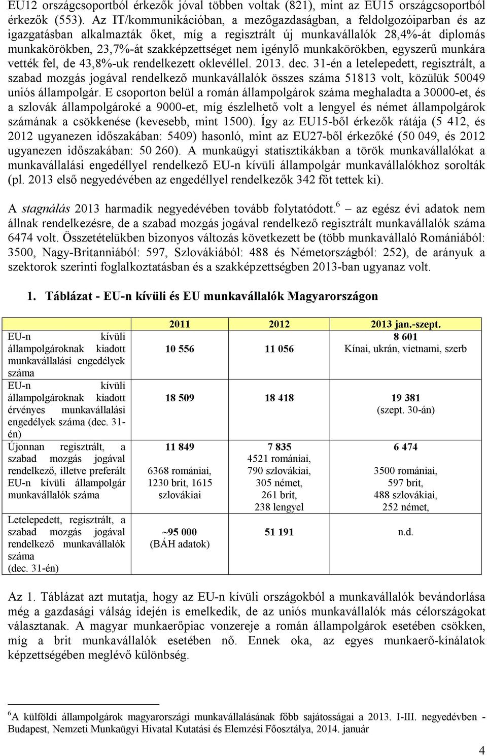 igénylő munkakörökben, egyszerű munkára vették fel, de 43,8%-uk rendelkezett oklevéllel. 2013. dec.