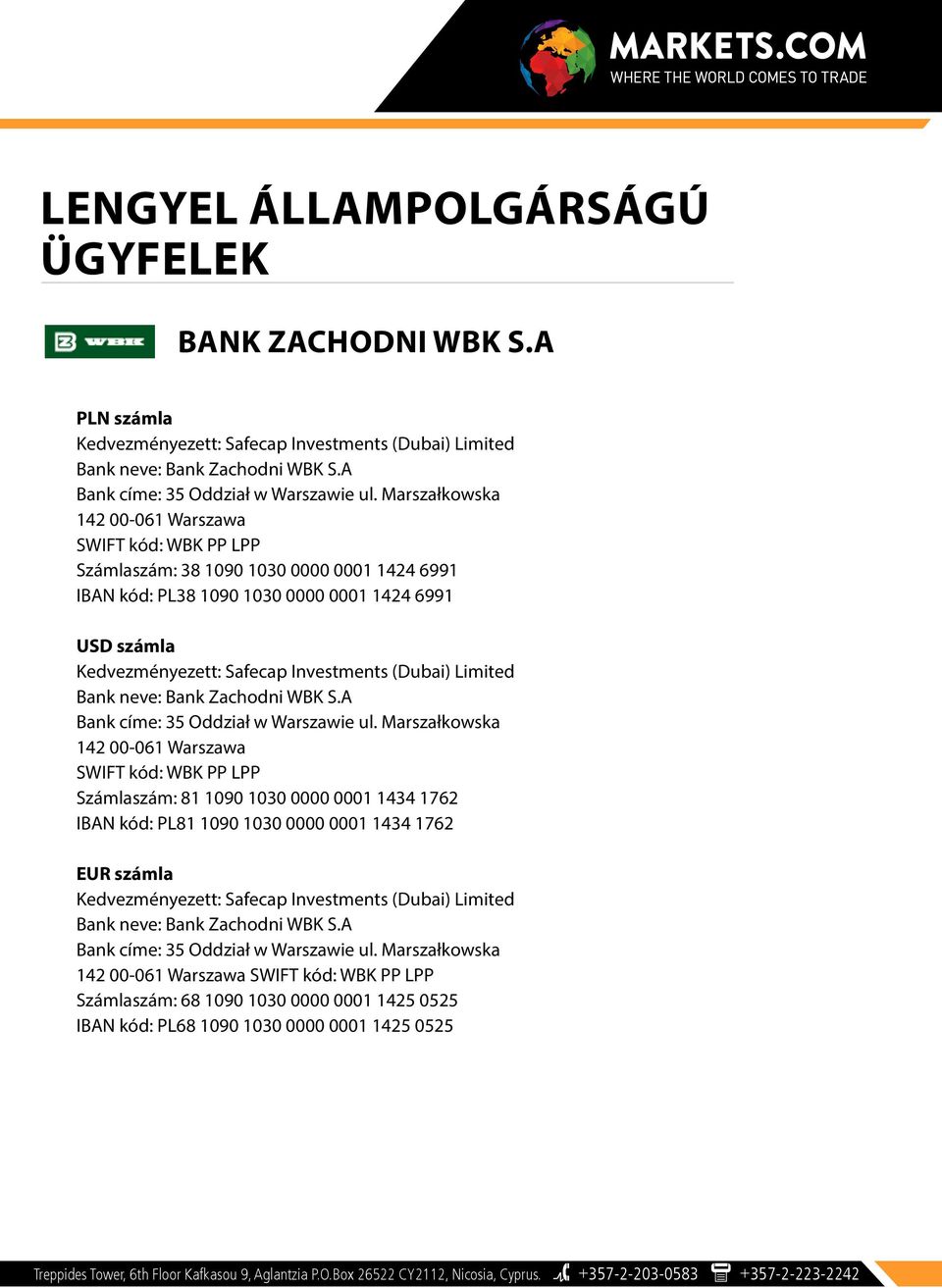 A Bank címe: 35 Oddział w Warszawie ul.