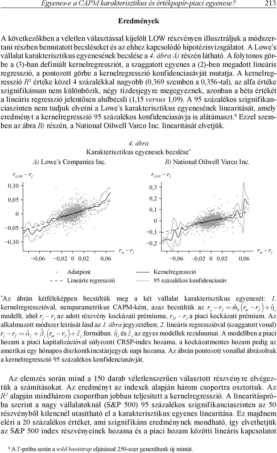 A Lowe s vállalat karakterisztikus egyeeséek becslése a 4. ábra A) részé látható.