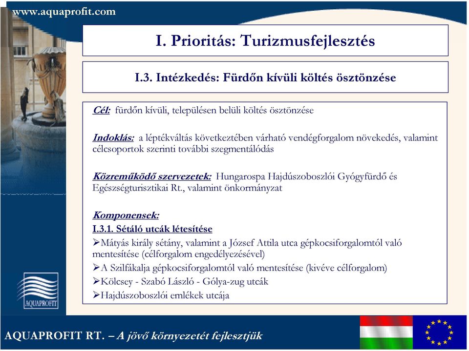 növekedés, valamint célcsoportok szerinti további szegmentálódás Közreműködő szervezetek: Hungarospa Hajdúszoboszlói Gyógyfürdő és Egészségturisztikai Rt.