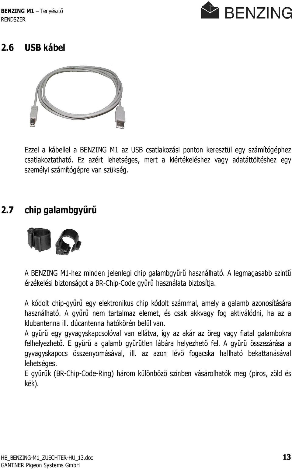 A legmagasabb szintő érzékelési biztonságot a BR-Chip-Code győrő használata biztosítja. A kódolt chip-győrő egy elektronikus chip kódolt számmal, amely a galamb azonosítására használható.