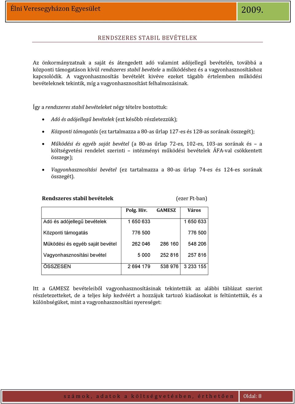 Így a rendszeres stabil bevételeket négy tételre bontottuk: Adó és adójellegű bevételek (ezt később részletezzük); Központi támogatás (ez tartalmazza a 80 as űrlap 127 es és 128 as sorának összegét);