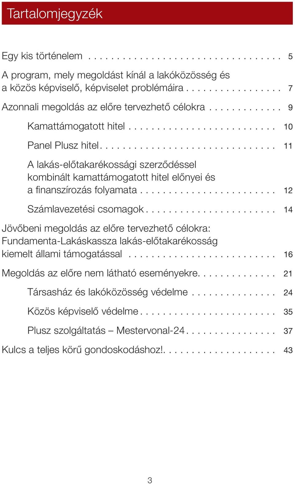 .............................. 11 A lakás-elôtakarékossági szerzôdéssel kombinált kamattámogatott hitel elônyei és a finanszírozás folyamata......................... 12 Számlavezetési csomagok.