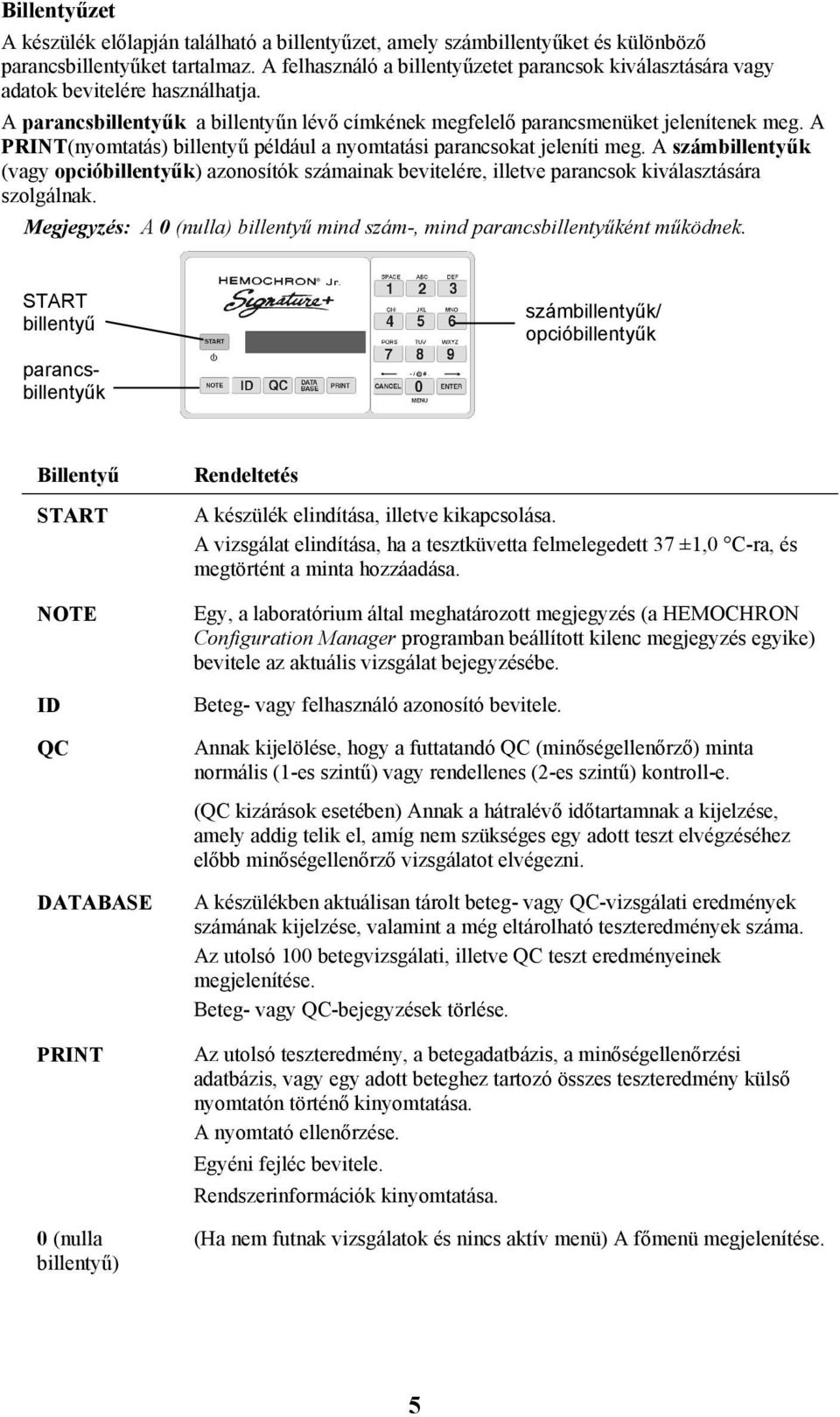 A PRINT(nyomtatás) billentyű például a nyomtatási parancsokat jeleníti meg. A számbillentyűk (vagy opcióbillentyűk) azonosítók számainak bevitelére, illetve parancsok kiválasztására szolgálnak.