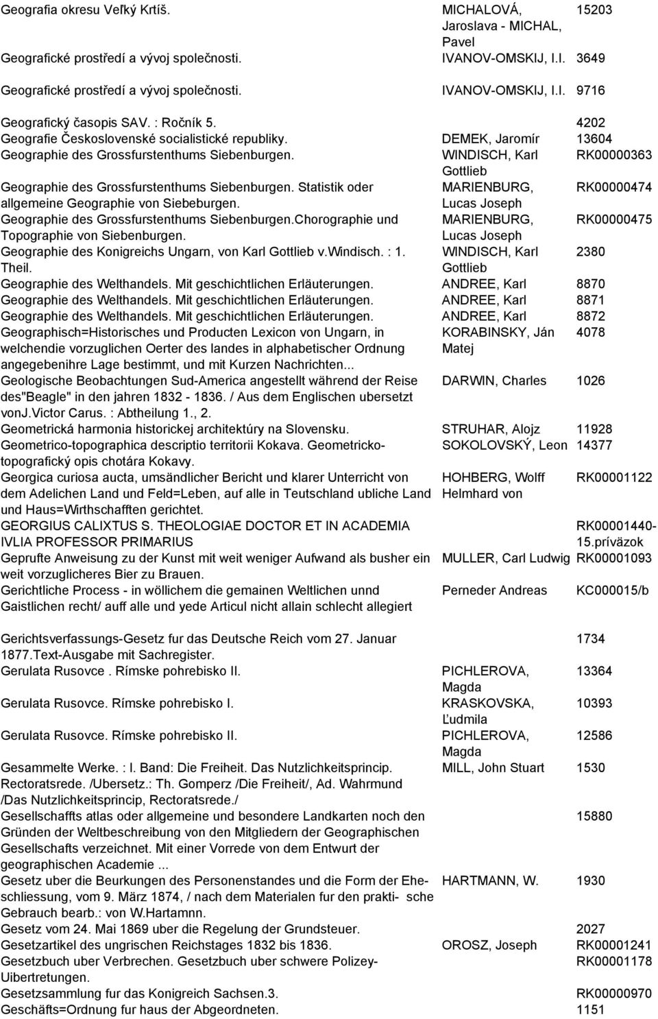 WINDISCH, Karl RK00000363 Gottlieb Geographie des Grossfurstenthums Siebenburgen. Statistik oder MARIENBURG, RK00000474 allgemeine Geographie von Siebeburgen.